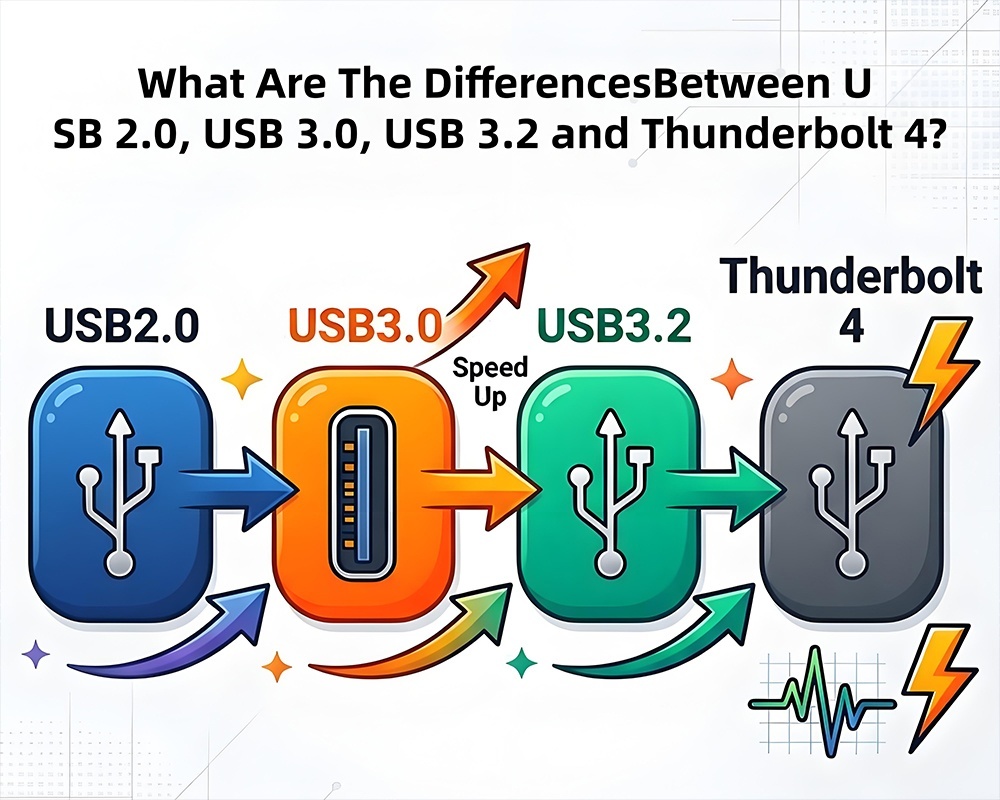 नवीनतम कंपनी ब्लॉग के बारे में संपूर्ण USB विशिष्टता गाइड USB2.0 USB3.0 USB3.2 और थंडरबोल्ट 4 के बीच क्या अंतर हैं