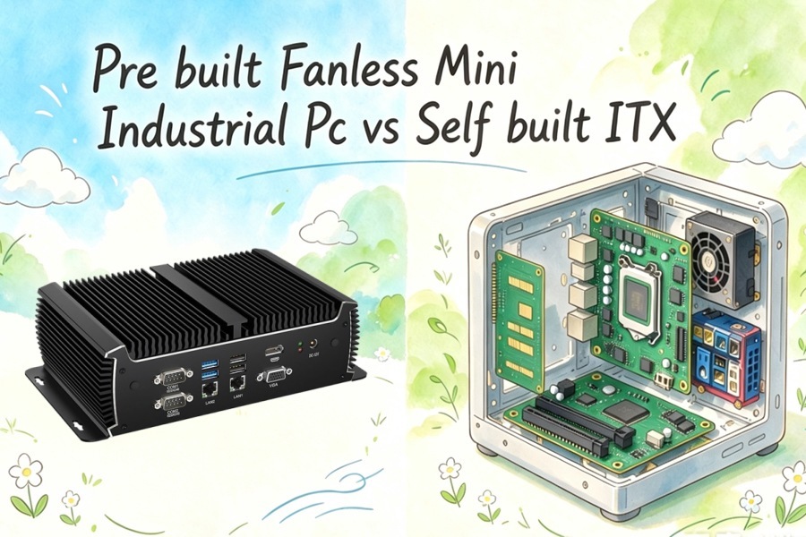 नवीनतम कंपनी ब्लॉग के बारे में Pre built Fanless Mini Industrial Pc vs Self built ITX: Total Cost and Setup Effort Compared