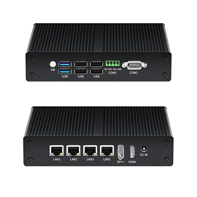 खरीदना इंडस्ट्रियल फैनलेस मिनी कंप्यूटर लिनक्स इंटेल N100 DDR4 16G रैम 4LAN डुअल COM ऑनलाइन निर्माण
